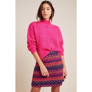 Anthropologie Hutch Ellen Circle Embroidered Multicolor A-Line Mini Skirt Size 4